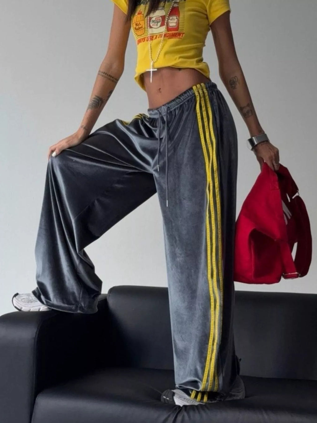 Velvet Wide-Leg Pants