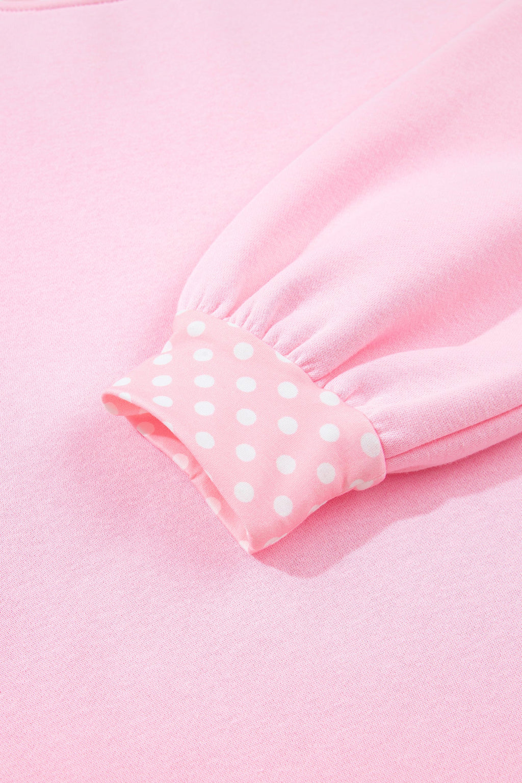 Brown Colorblock Polka Dot Contrast Trim Oversized Sweatshirt
