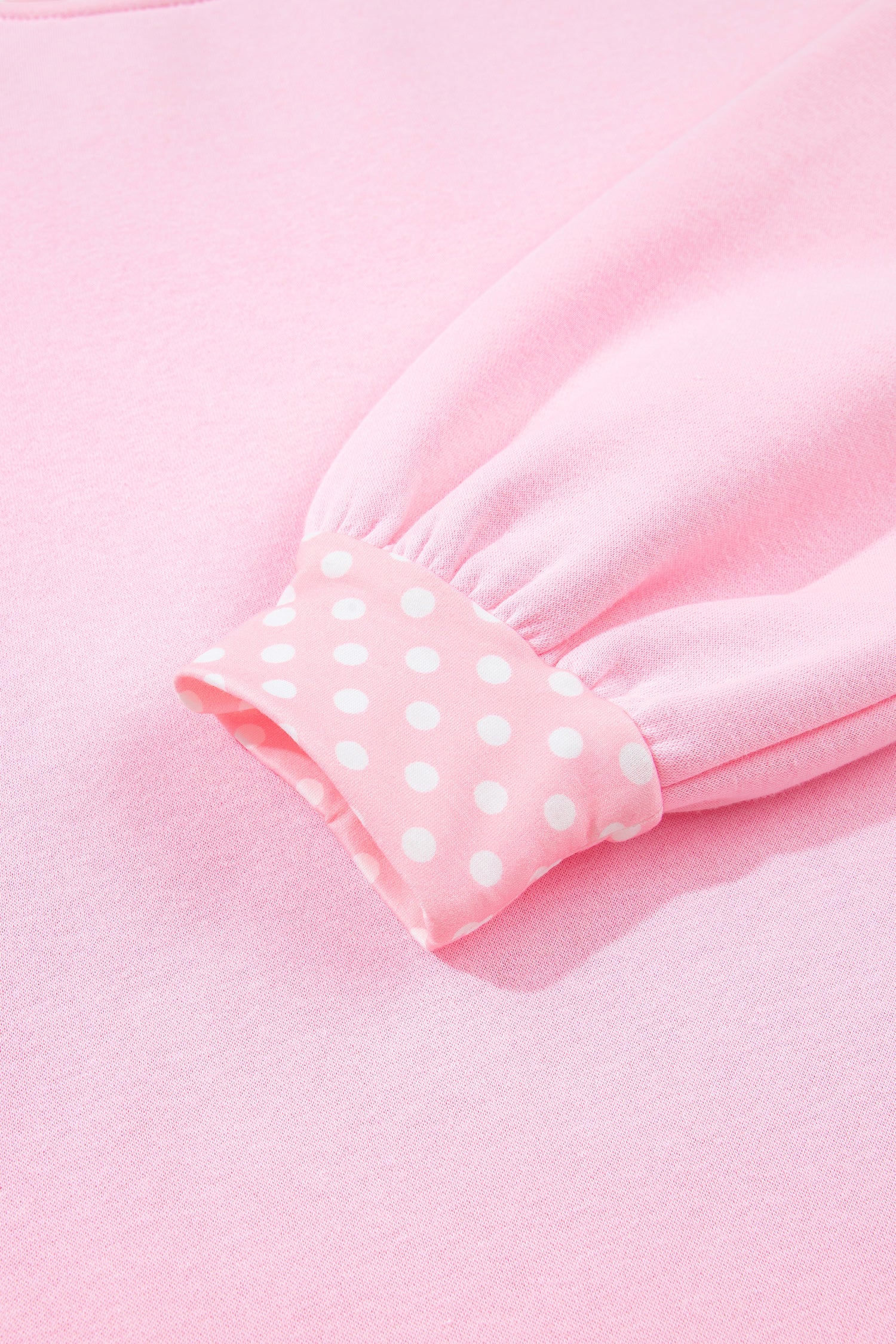Brown Colorblock Polka Dot Contrast Trim Oversized Sweatshirt