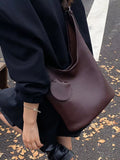 Solid Color Leather Handbag