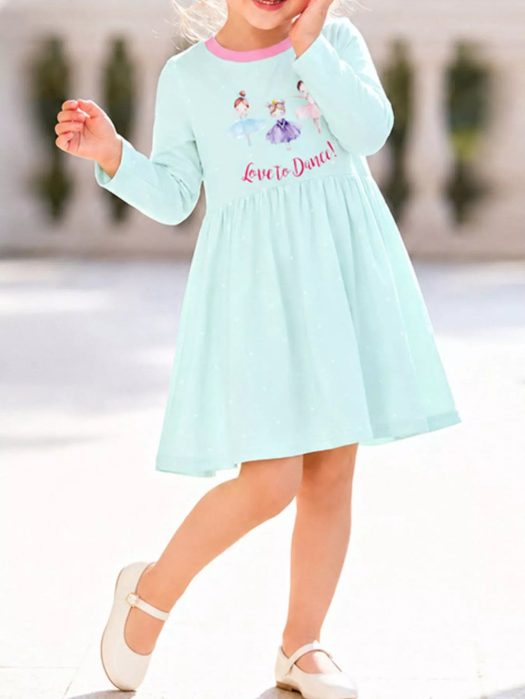 Children's Ballet Dancer Graphic Long Sleeve Dress