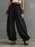 Full Size Smocked Ruffle Hem Wide Leg Pants Plus Size