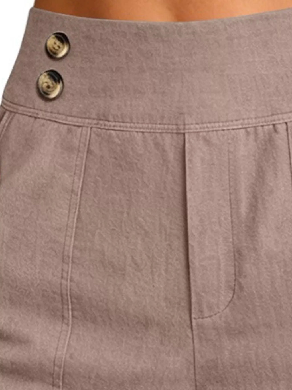 Full Size High-Waisted Button-Detail Cropped Pants Plus Size