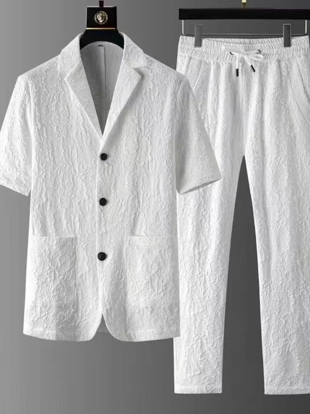 Men's Plus Size Button Up Shirt and Pants Set