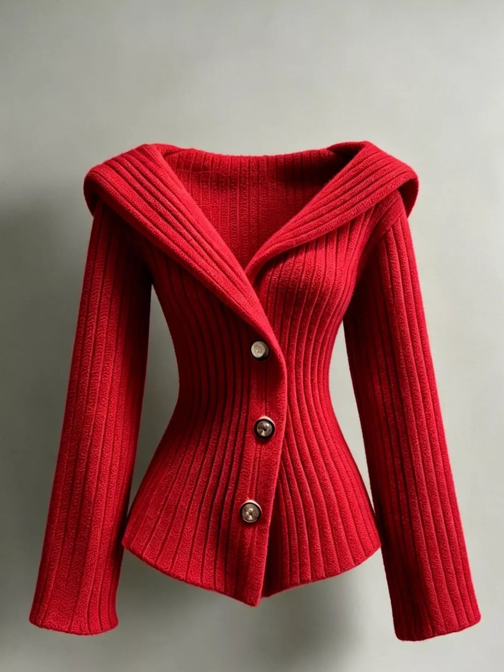 Full Size Ribbed Knit Button-Down Front Cardigan Plus Size