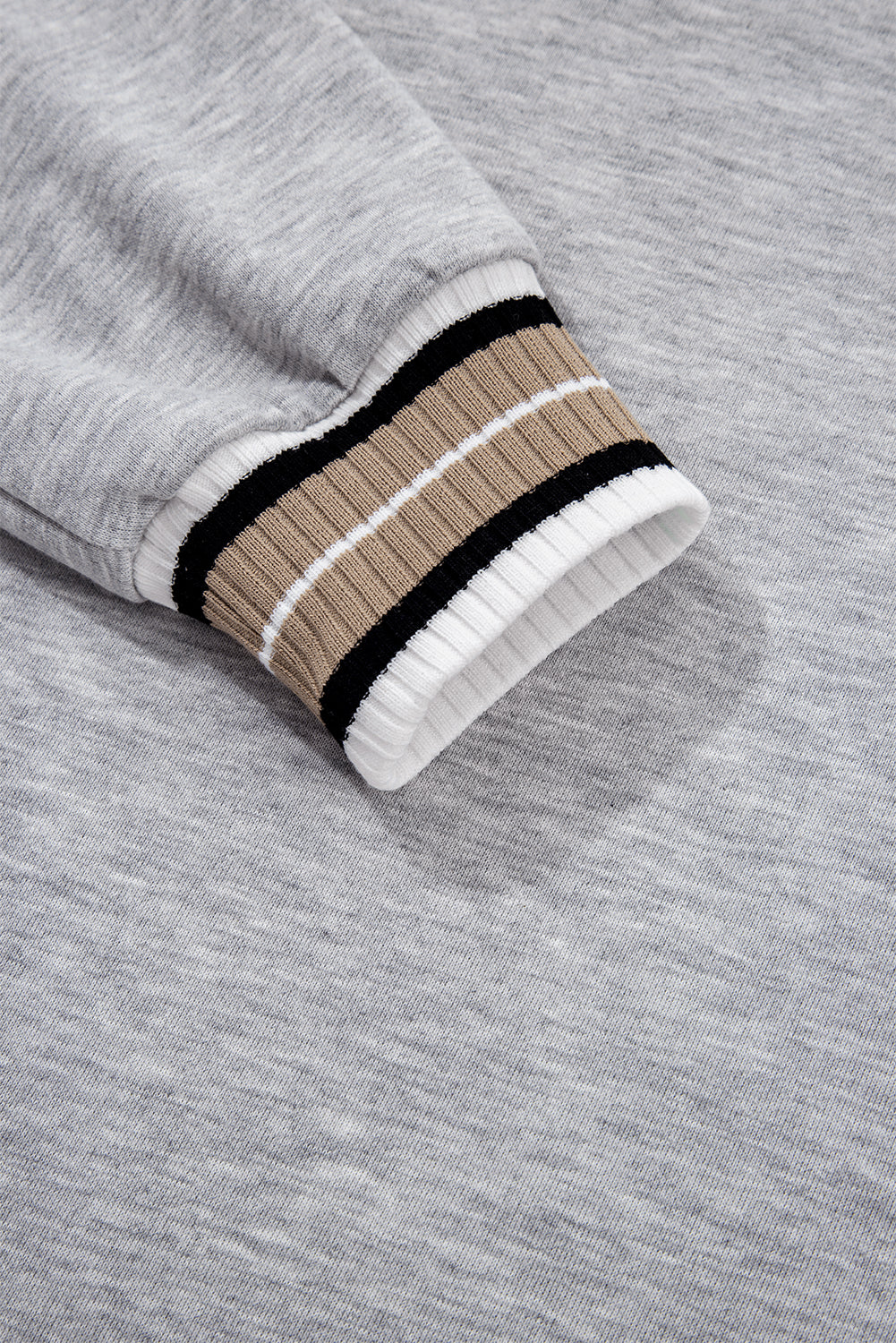 Varsity Contrast Stripe Trim V-Neck Sweatshirt
