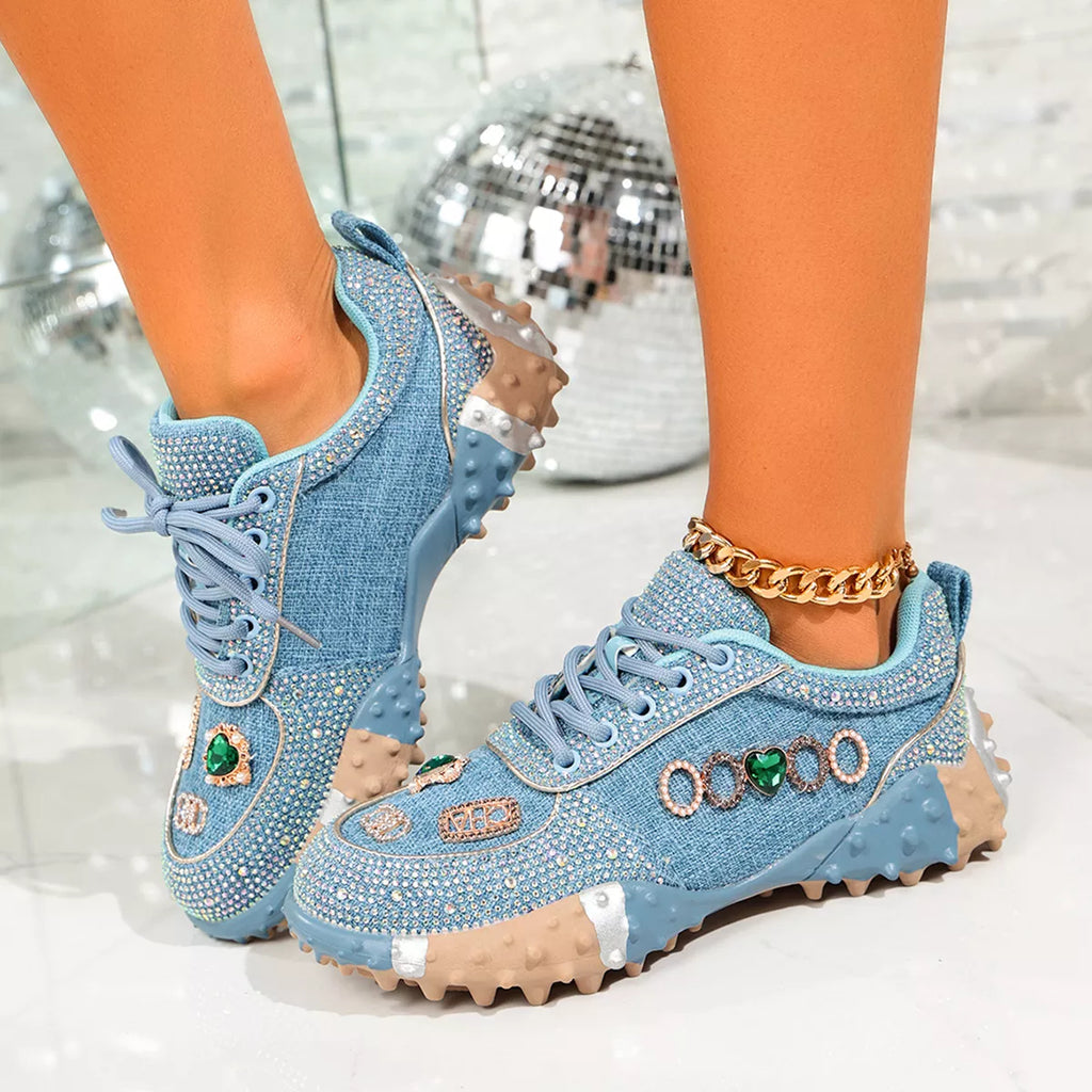 Rhinestone Round Toe Sneakers