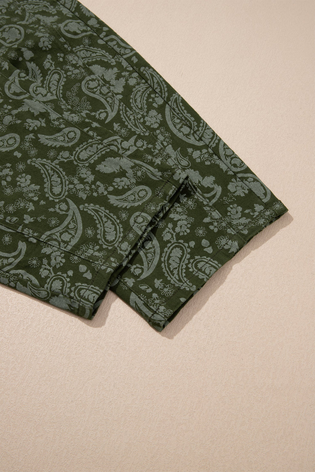 Green Paisley Print Harem Denim Pants