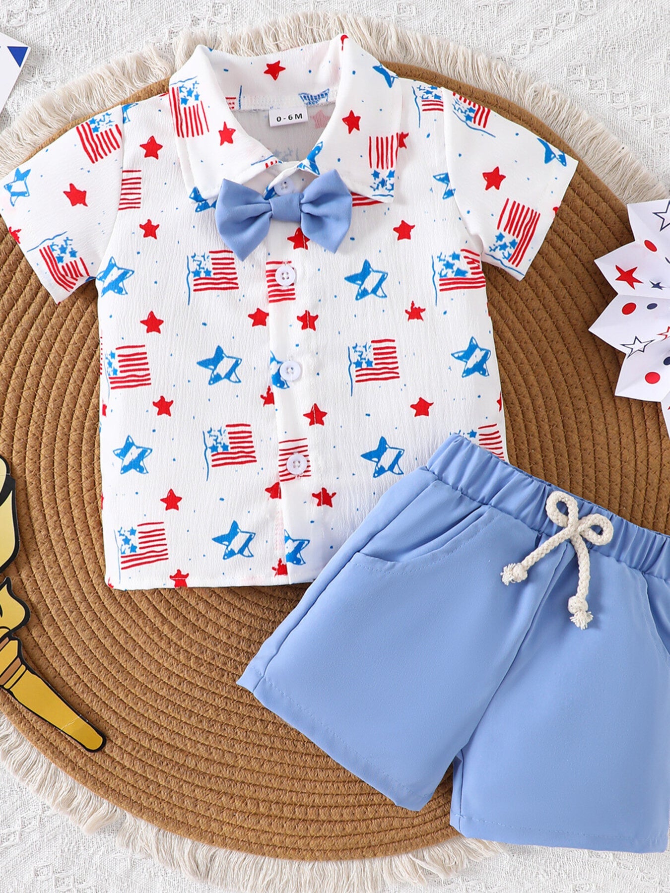 Children's Patriotic Short Sleeve Shirt and Shorts Set