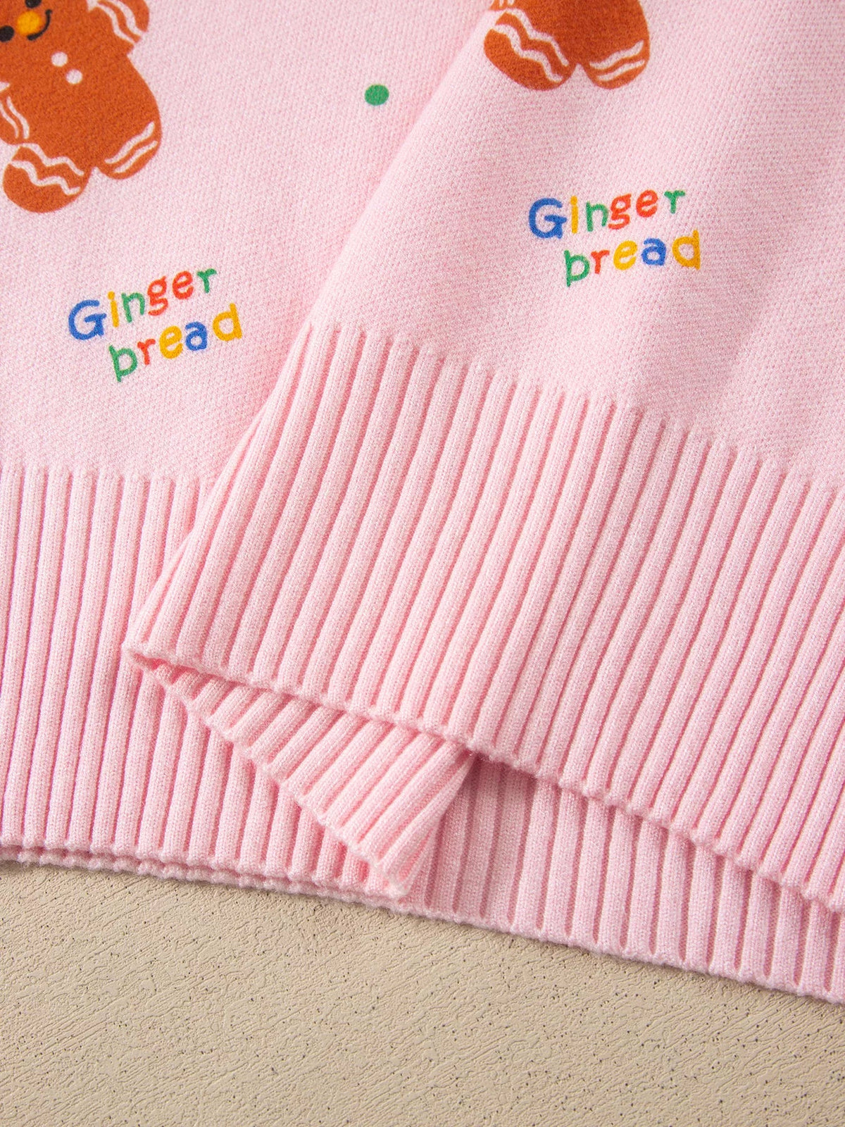 Gingerbread Pattern Long Sleeve Round Neck Sweater