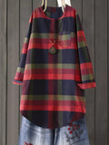 Vintage Plaid Loose Casual Long Sleeve Dress
