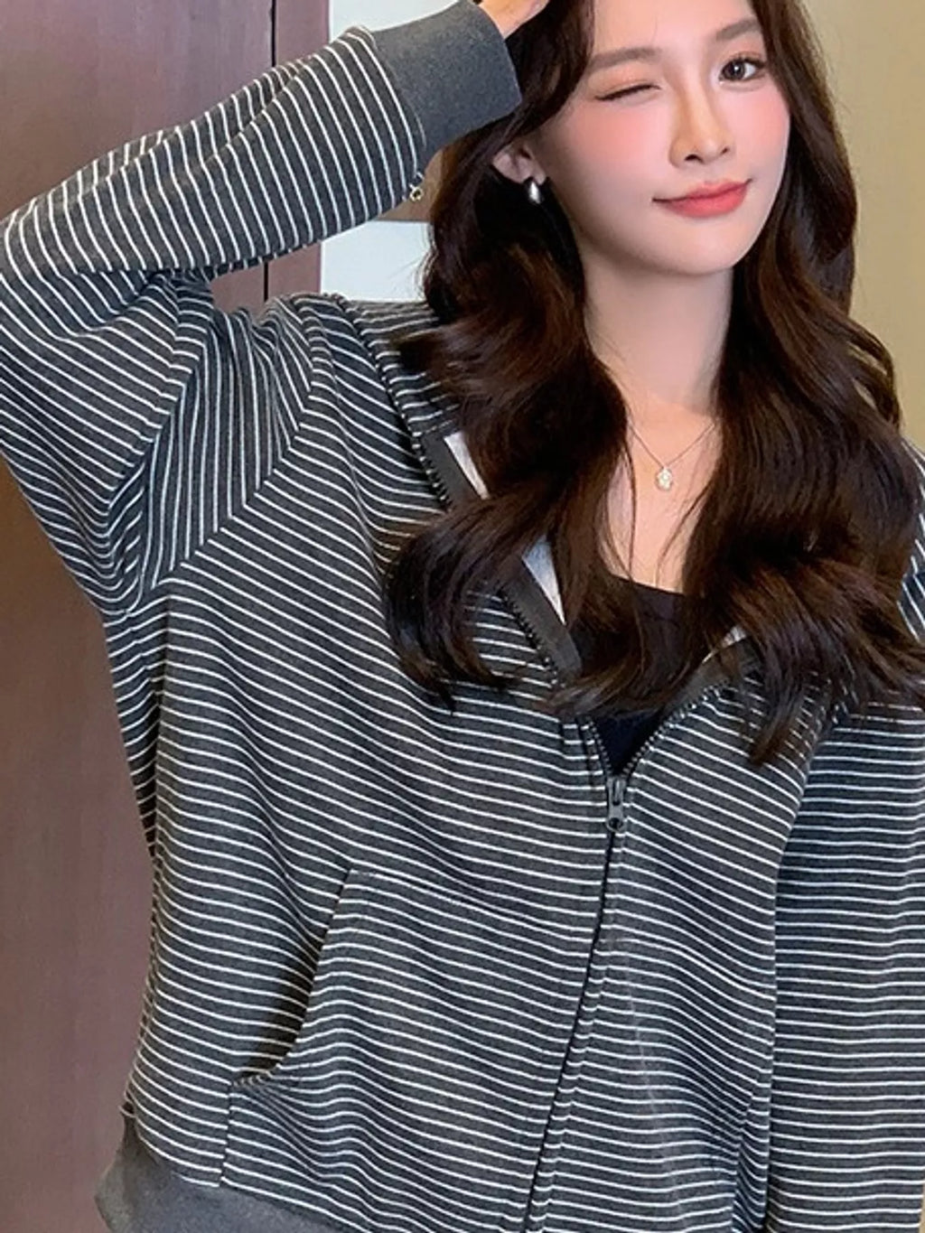 Striped Zip-Up Hoodie
