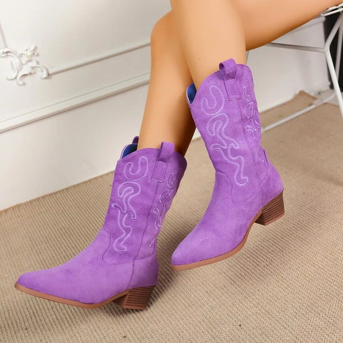 Point Toe Block Heels Boots