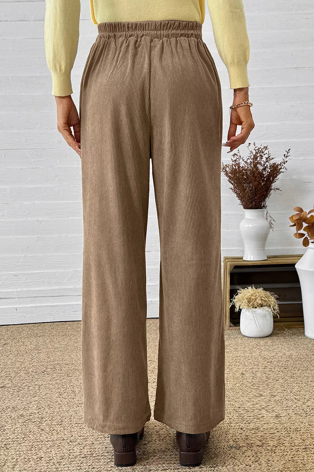 Corduroy Wide-Leg Drawstring Pants