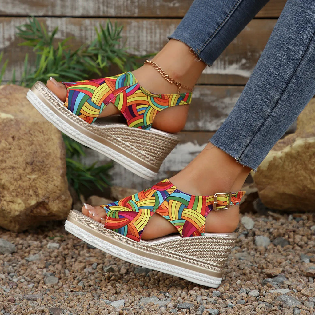 Colorful Espadrille Wedge Sandals