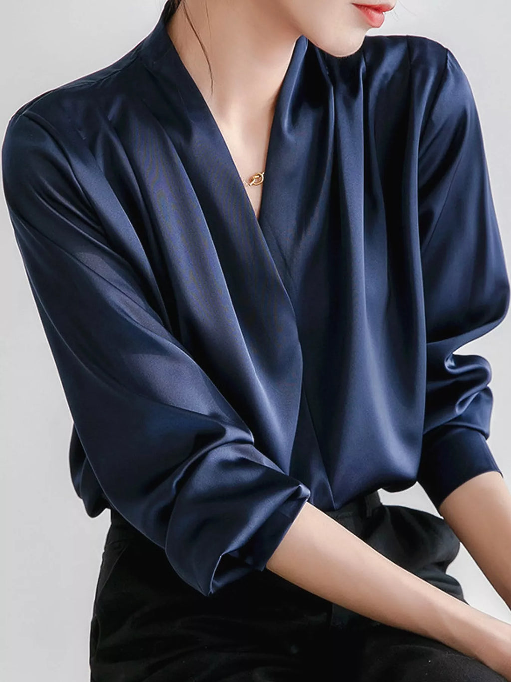 Long Sleeve Satin Blouse