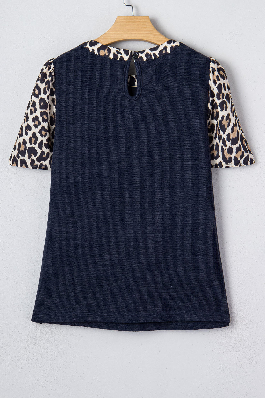 Leopard Patchwork Ribbed Short Sleeve Top