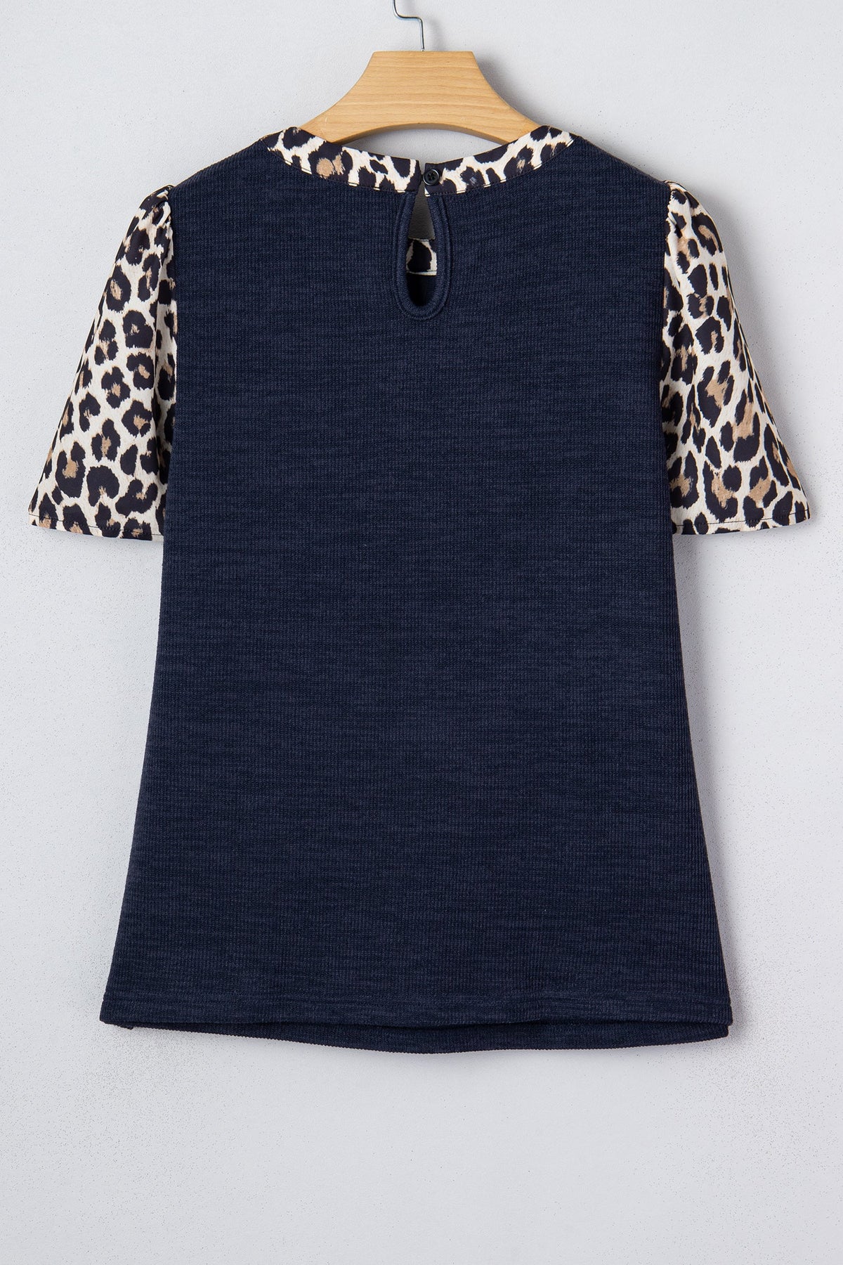 Leopard Patchwork Ribbed Short Sleeve Top