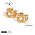 18K gold geometric hollow inlaid pearl design exquisite and fashionable earrings, bracelets and necklaces set