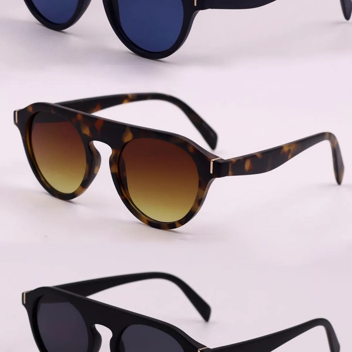 3-Piece Round Polycarbonate Full-Rim Sunglasses Set