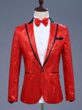 Men's Full Size Sequin One Button Long Sleeve Blazer Plus Size