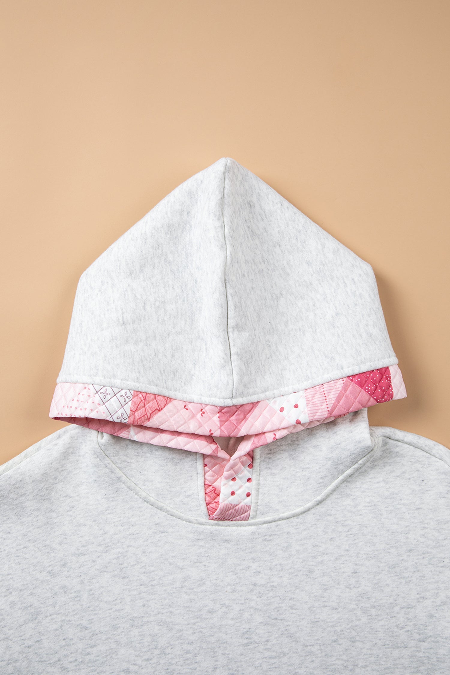 Gray Contrast Patchwork Oversized Hoodie