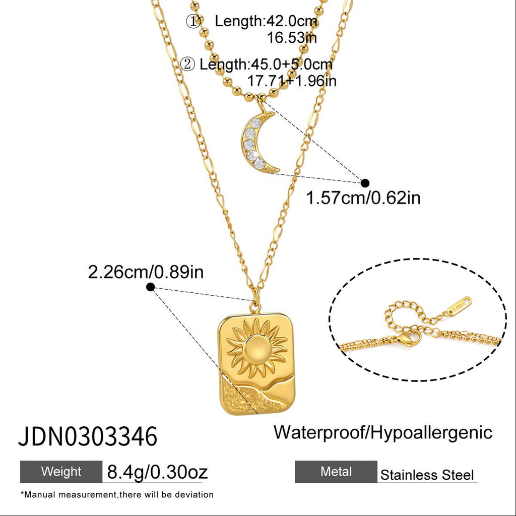 Square Pendant Layered Necklace