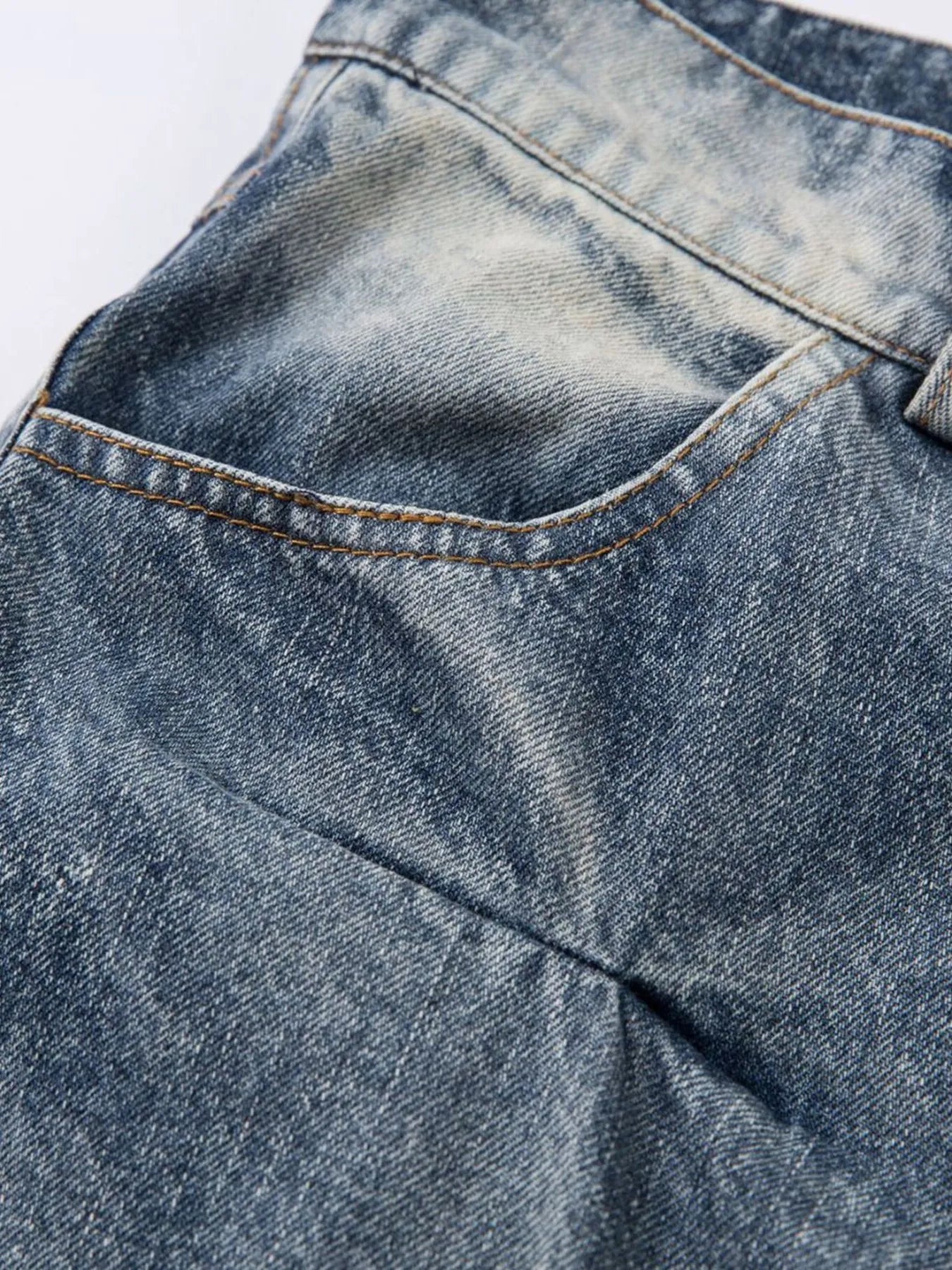 Men's Ruched Wide Leg Jeans