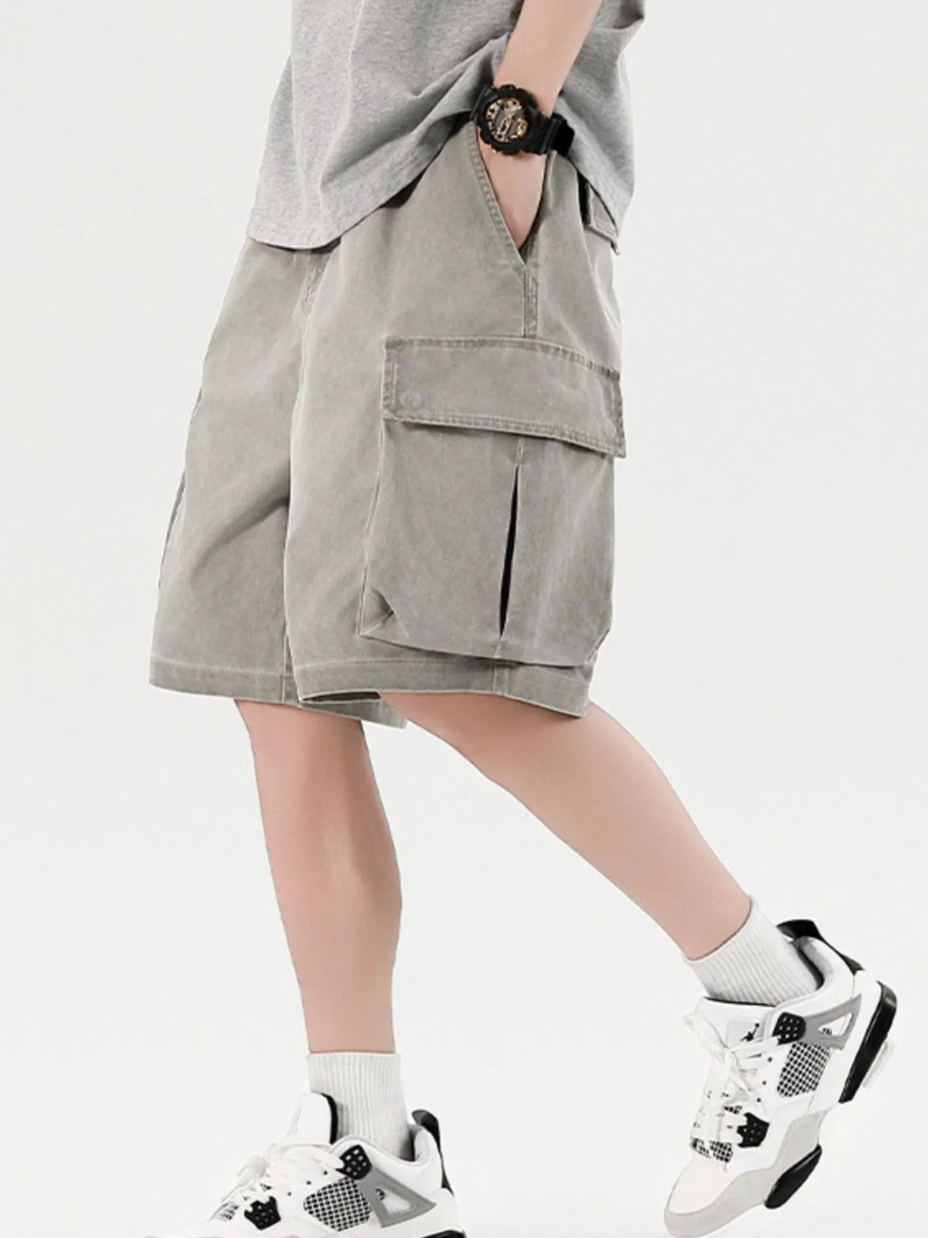Men's Elastic Waistband Cargo Shorts