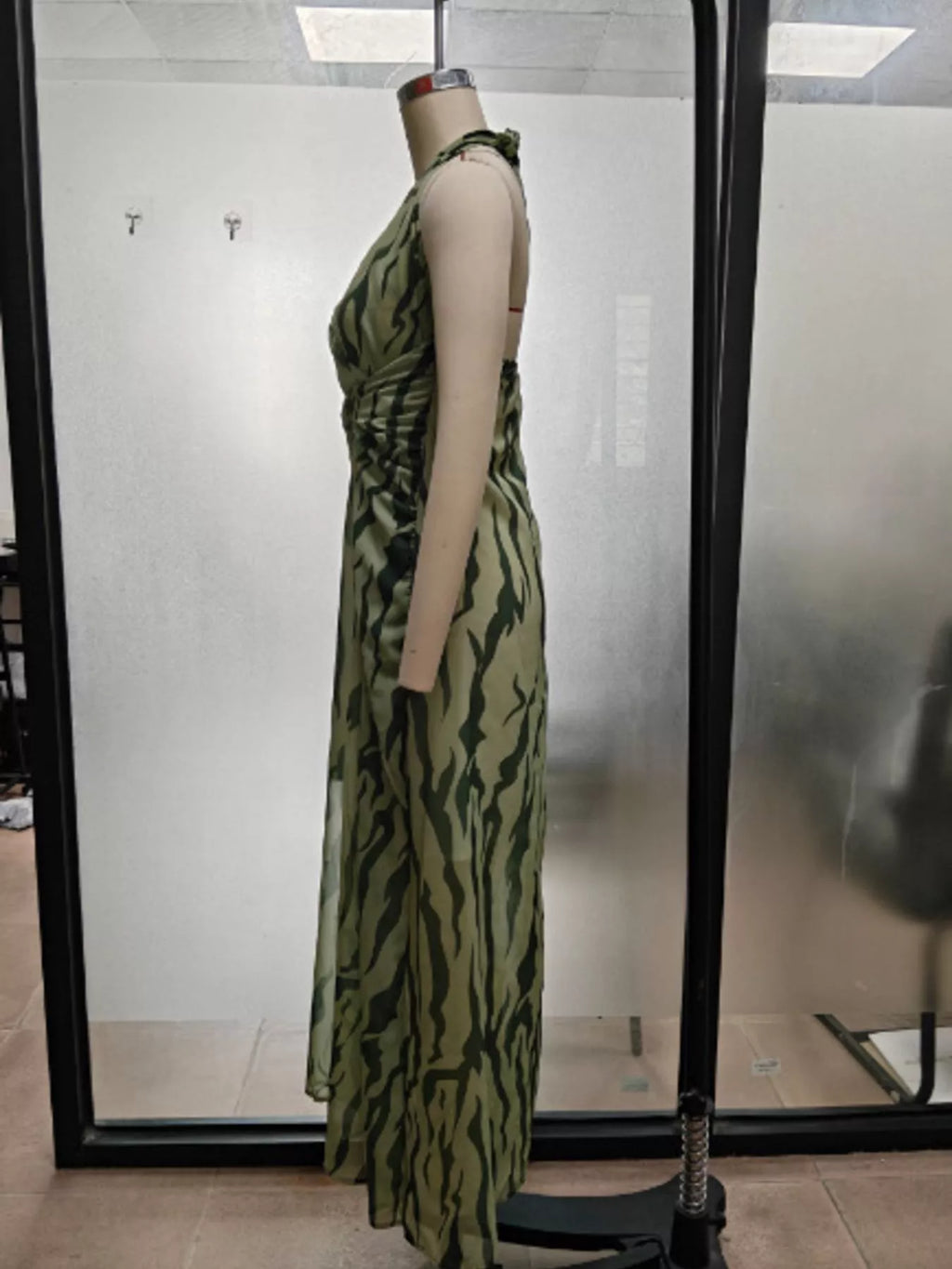 Halter Neck Ruched Maxi Dress