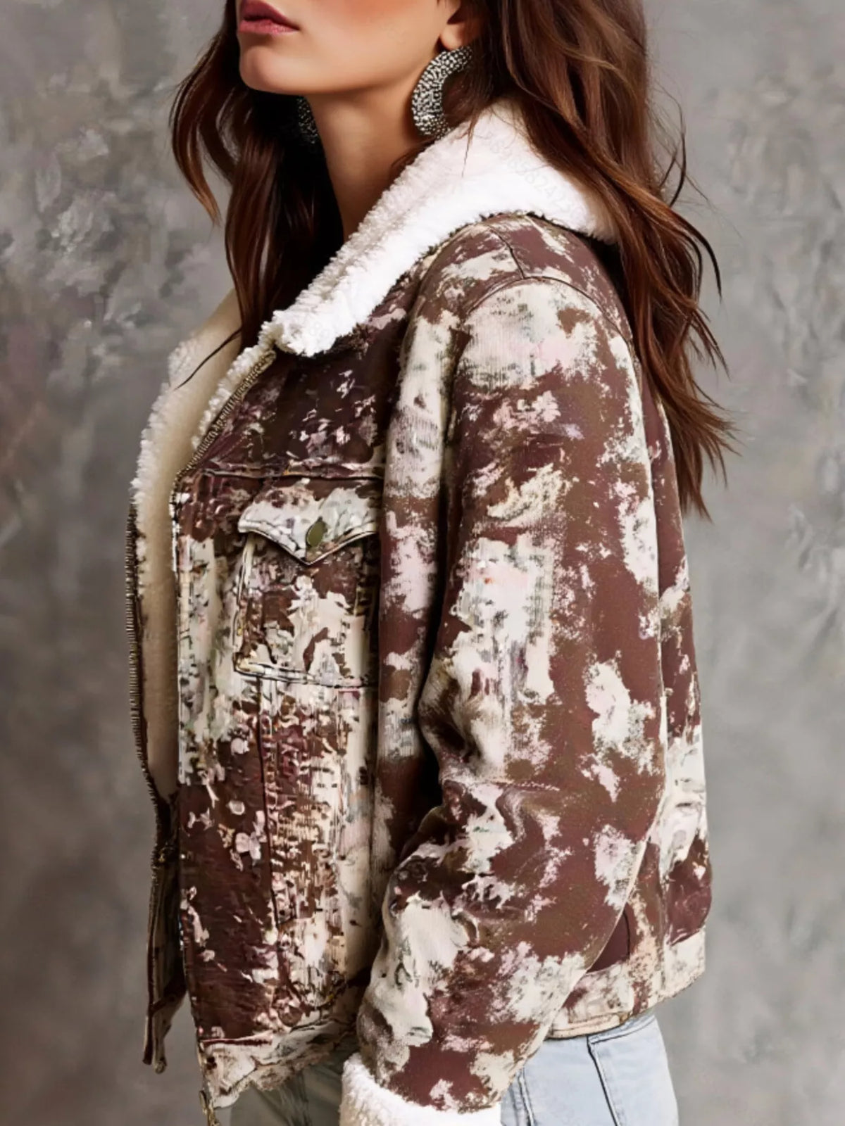 Sherpa-Lined Zip Up Jacket