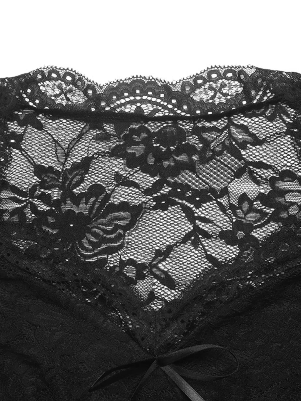 Lace Long Sleeve Bodysuit with Bow Detail