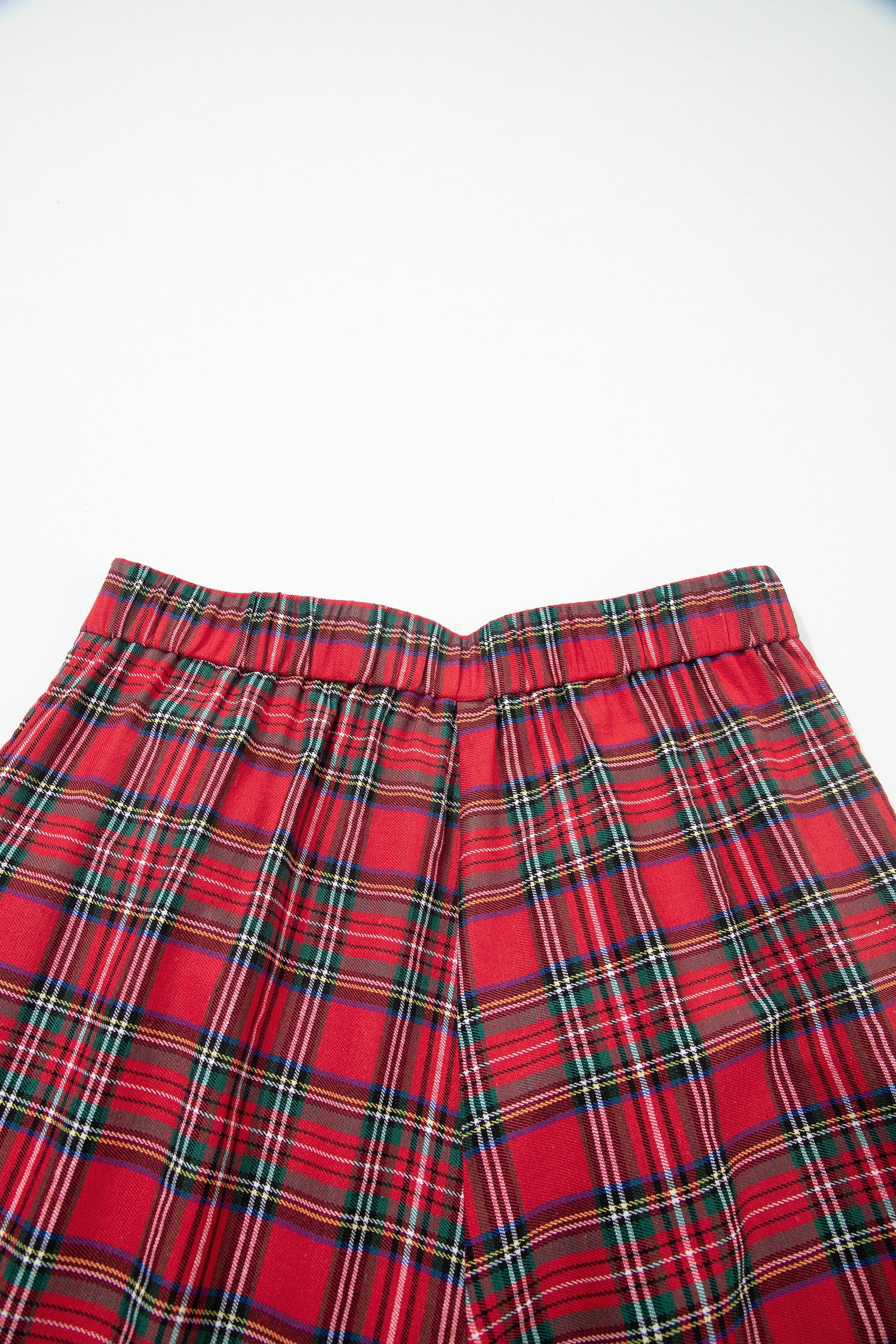 Red Festive Plaid Wide Leg Pull On Pants