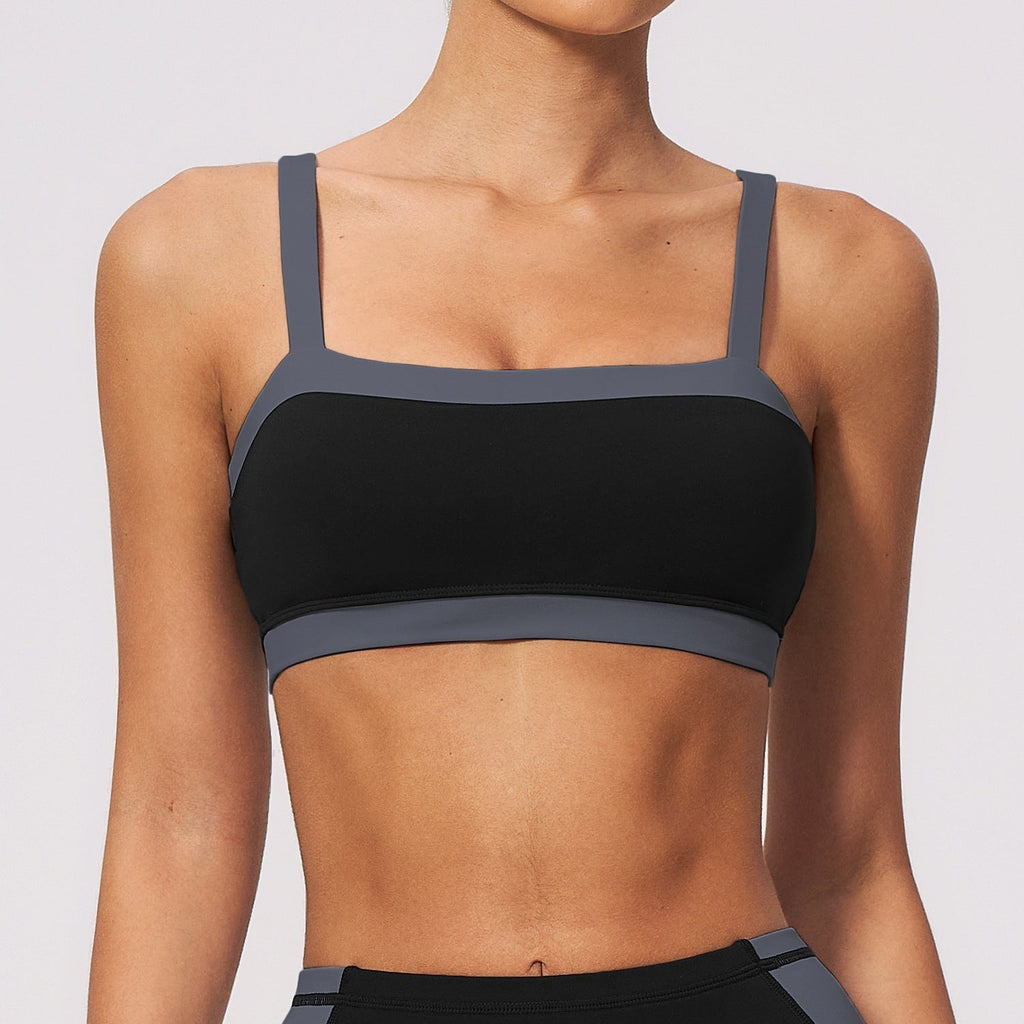 Womens Breathable Sweat Absorbent Color Block Trim Pilates Yoga Bra