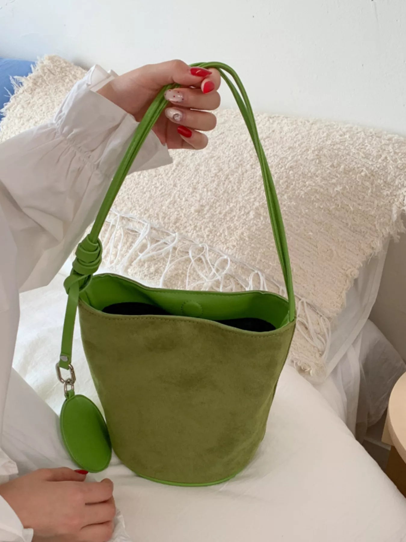 Suede Solid Color Bucket Bag