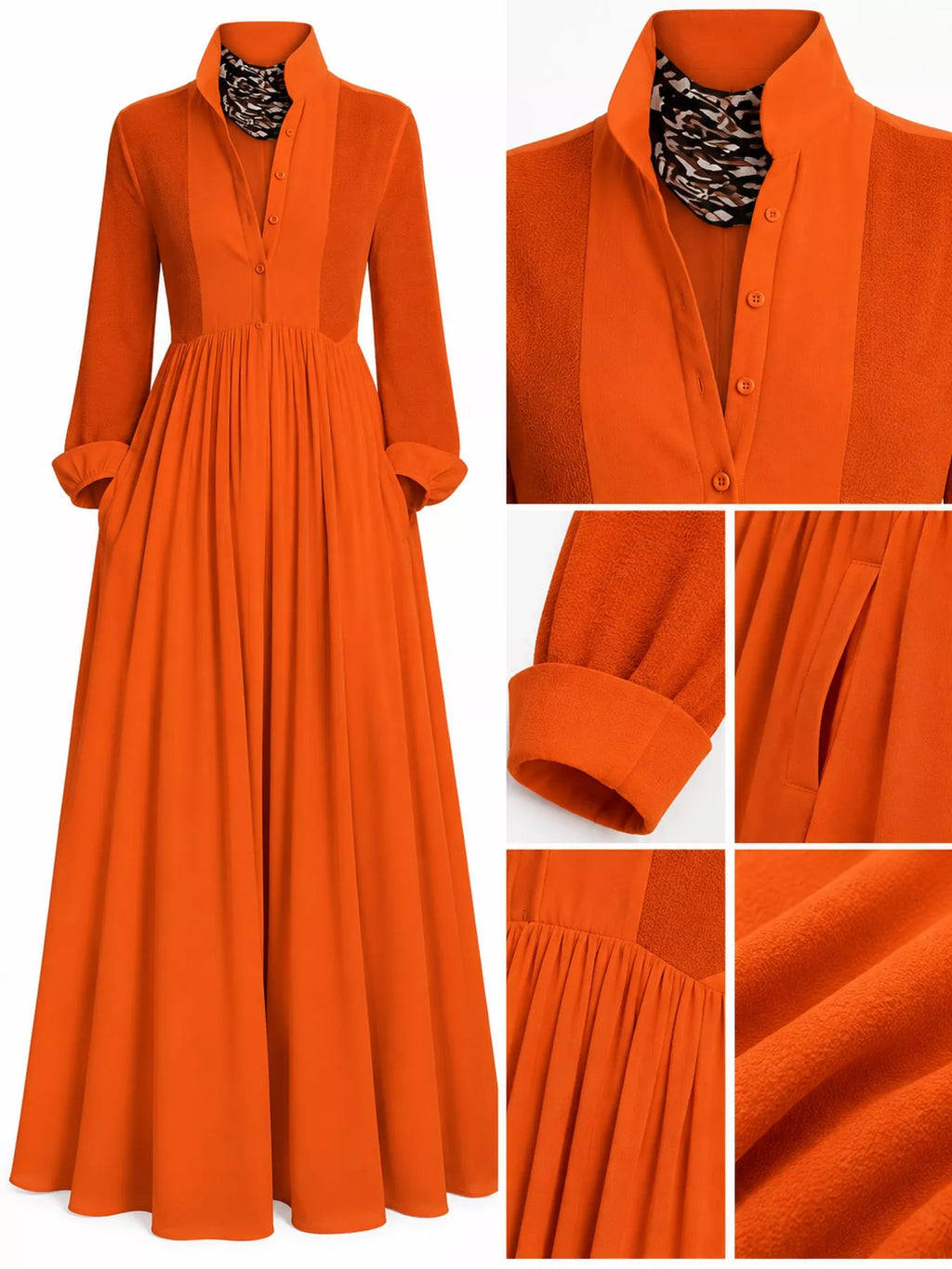 Full Size Long-Sleeve Button Front Maxi Dress Plus Size