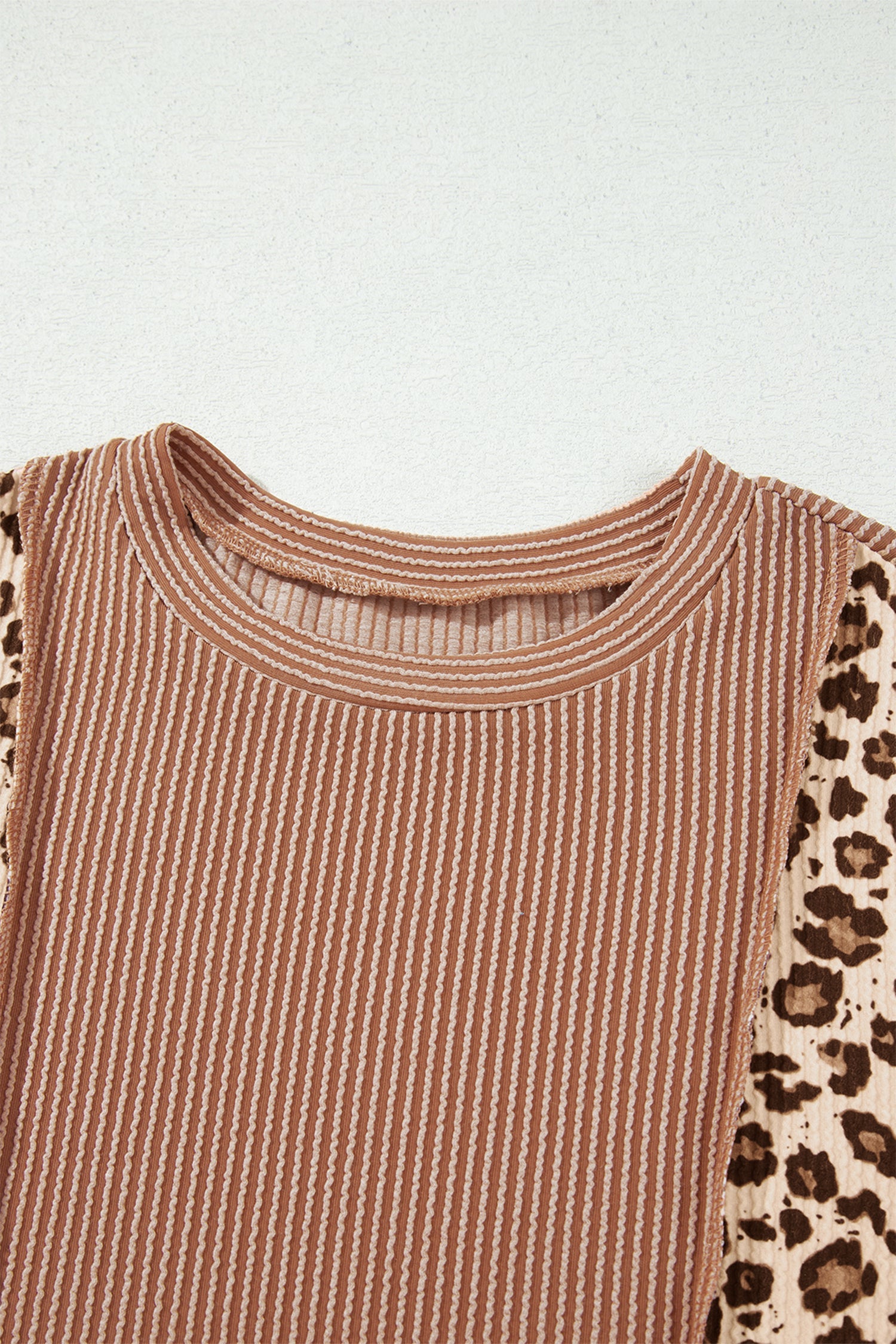 DUNE Leopard Print Colorblock Ribbed Knit Top