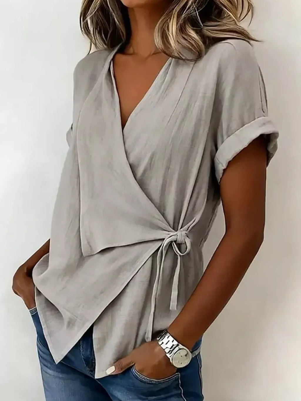 Tie-Side Detail Wrap Top