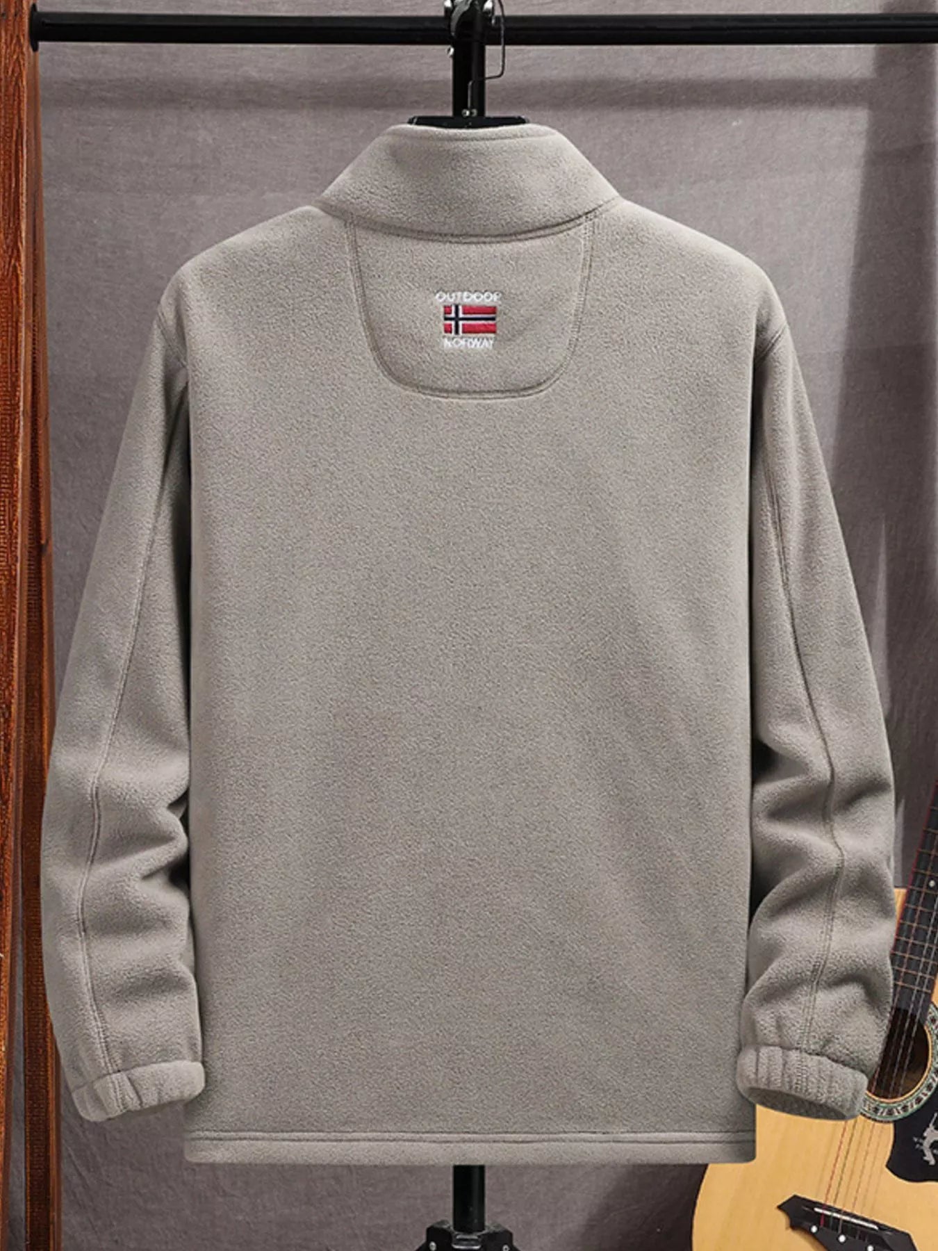 Men's Full Size Zip Up Long Sleeve Fleece Jacket Plus Size