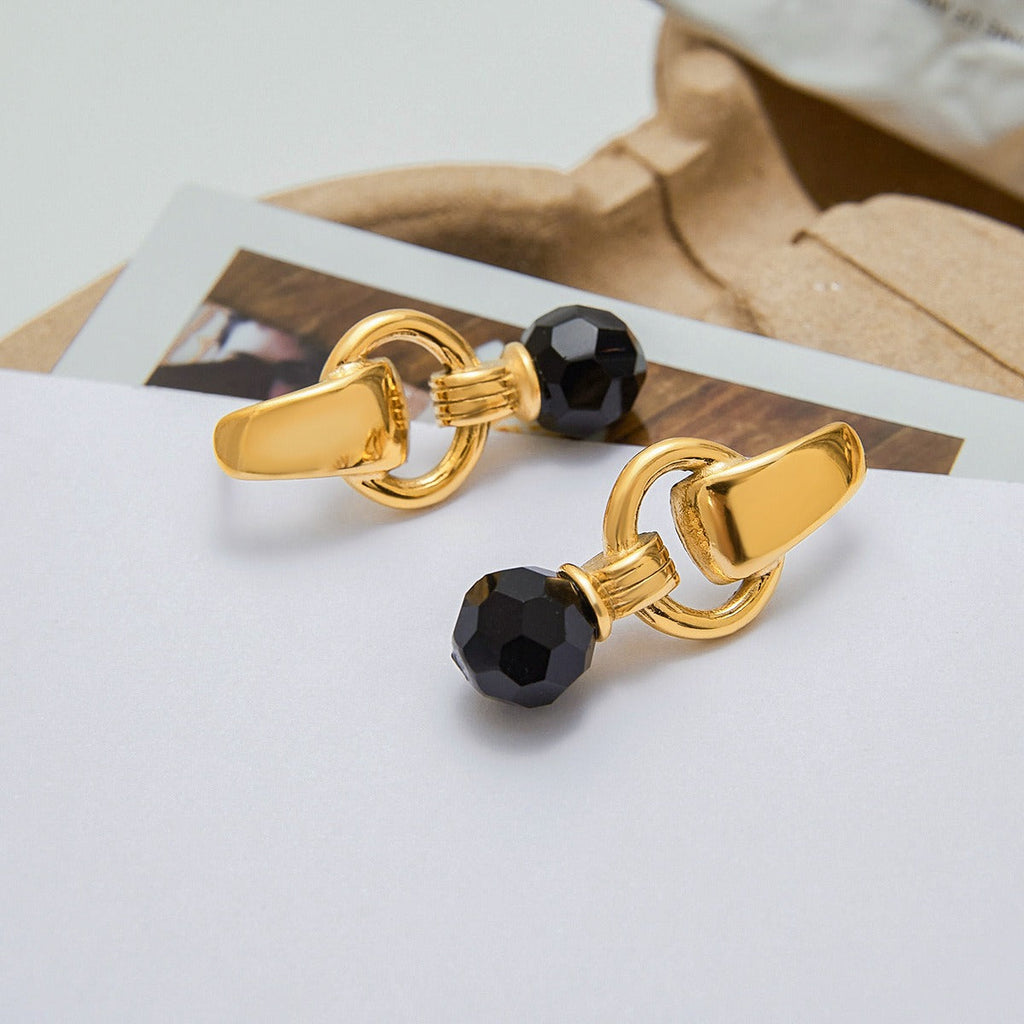 18K gold multi-faceted gemstone pendant design light luxury noble earrings