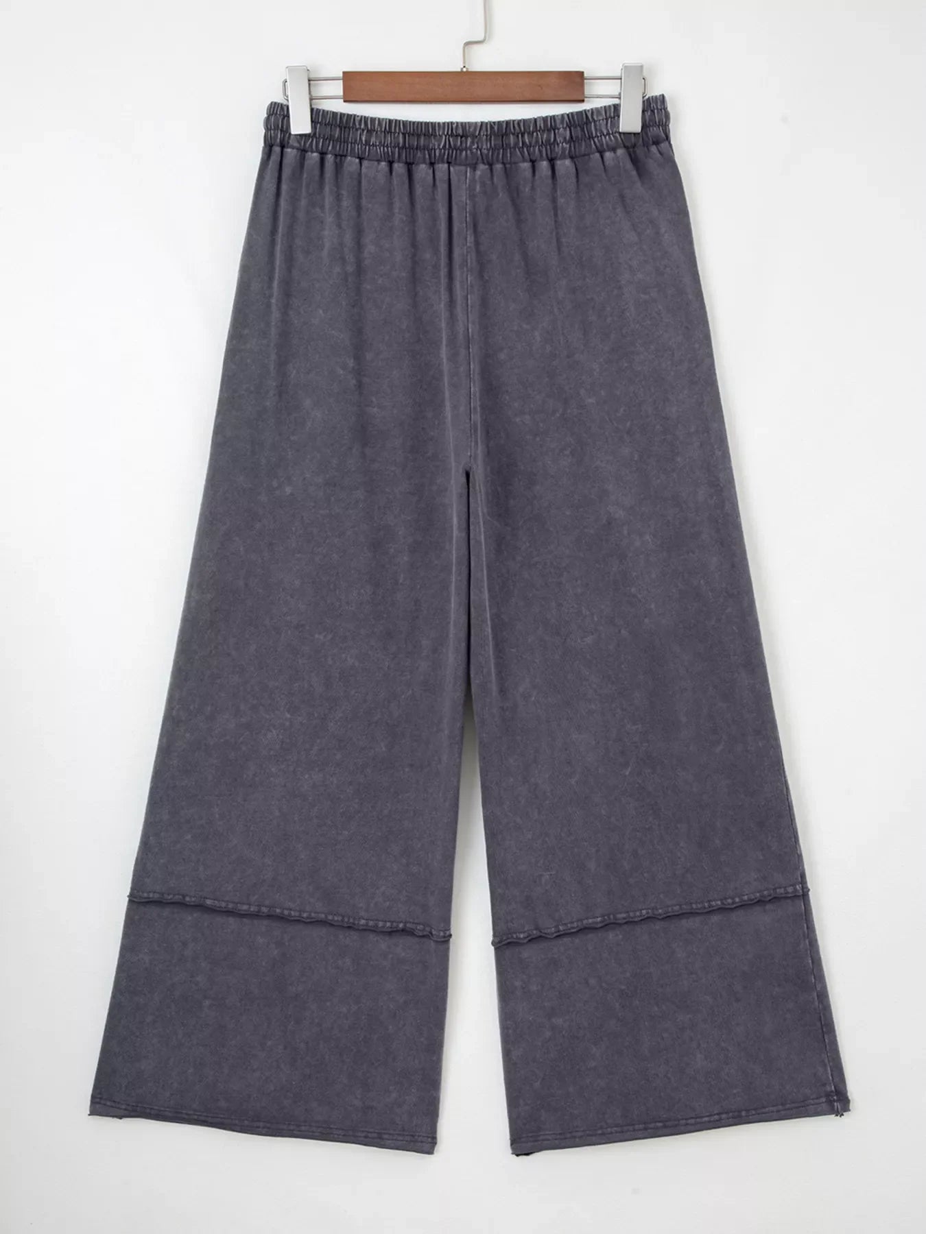 Flower Patch Mineral Washed Terry Knit Cropped Wide Leg Pants