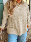 Plus Size Oversized Cable Knit Long Sleeve Round Neck Sweater