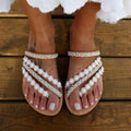 Rhinestone Flower Flat Sandals