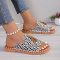 Leopard Print Tassel Flat Sandals