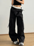 Bow Elastic Waist Cargo Pants