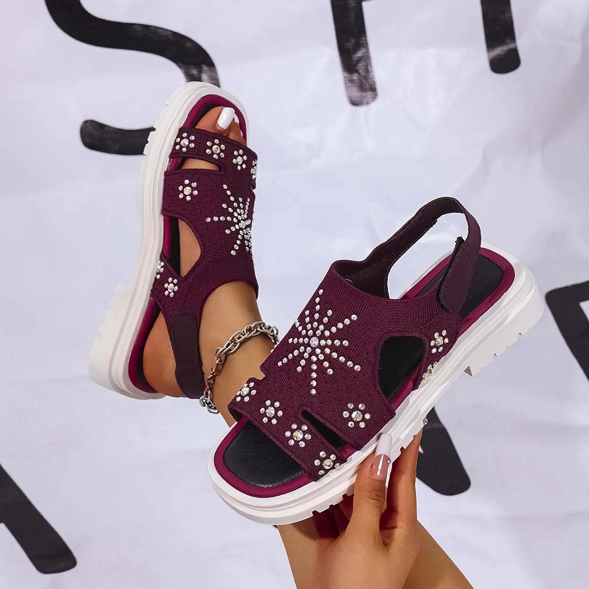 Rhinestone Open Toe Sandals
