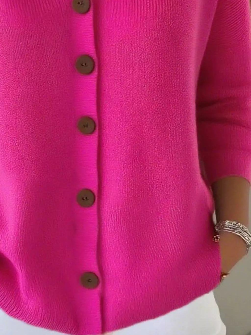 Full Size V-Neck Button-Down Knit Cardigan Plus Size