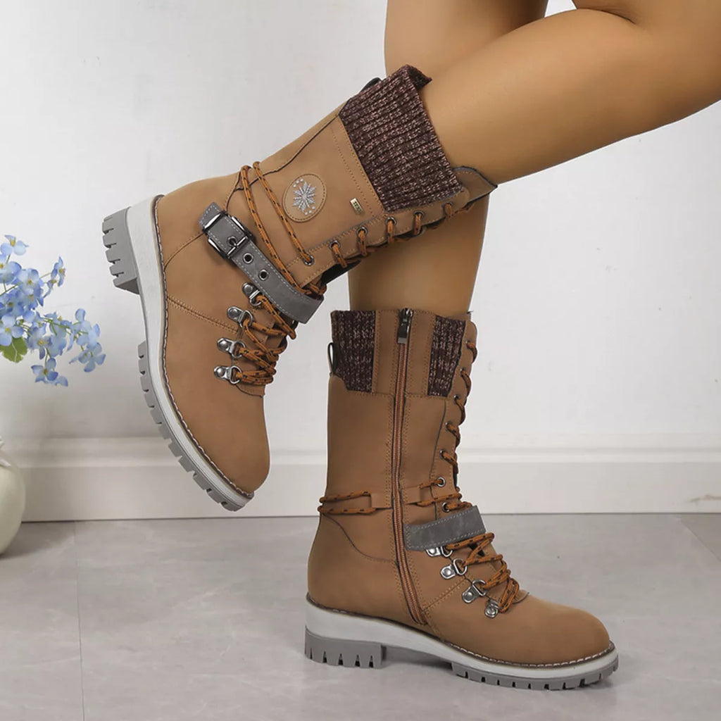 Lace Up Block Heel Boots