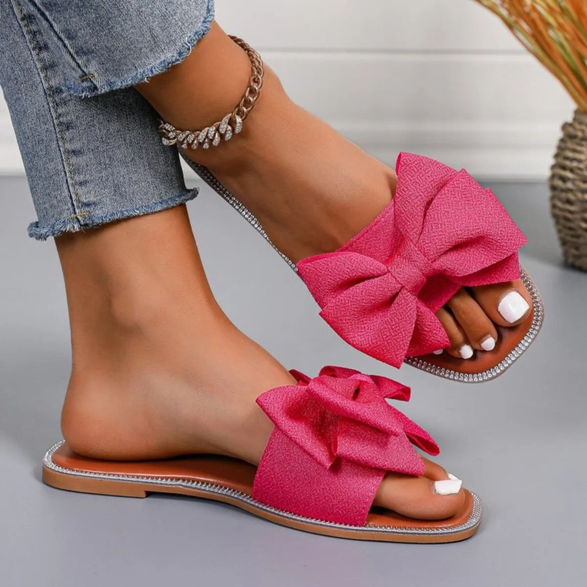 Bow Open Toe Flats Sandals