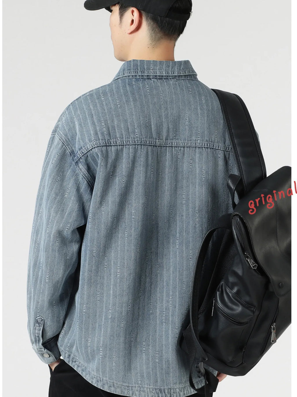 Men's Plus Size Striped Casual Denim Shirt
